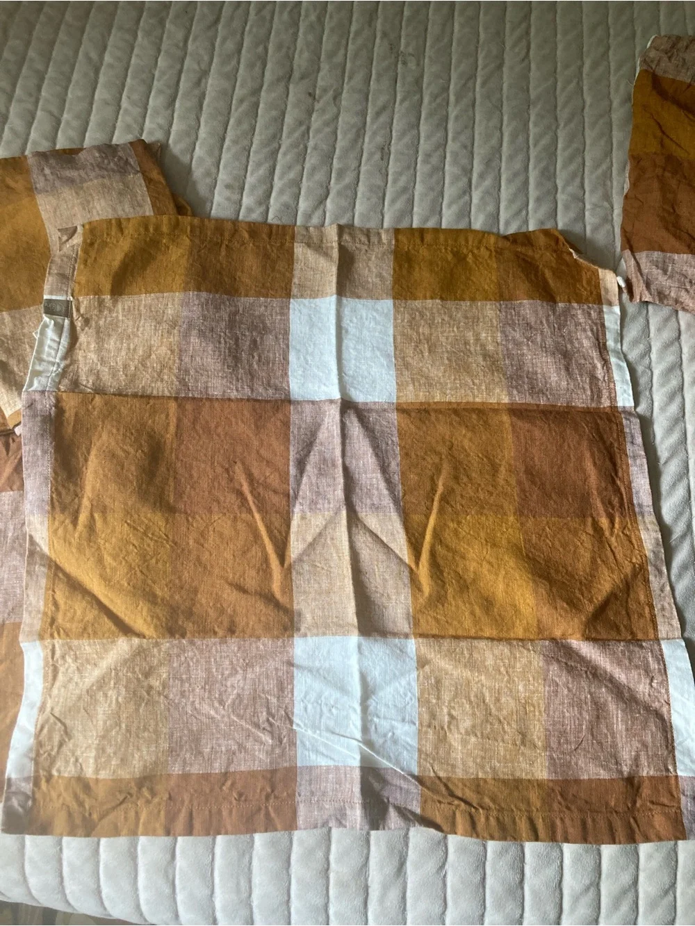 Society of Wanderers Linen Napkins, Set of 4 Biscuit Check two sets of 4